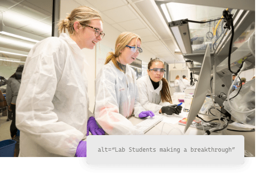Lab Students making a breakthrough